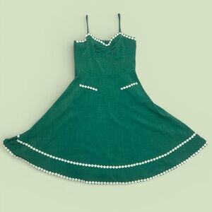 Voodoo Vixen Green Dress with White Floral Trim